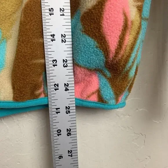 Patagonia Synchilla Fleece Womens Small Blue Tan Feather Dance Snap Close - Picture 5 of 7